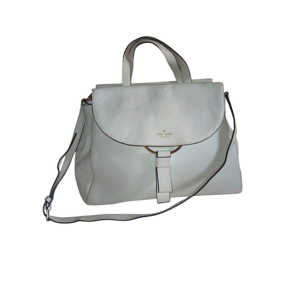 Kate Spade Clark Street Jasper White Leather Satchel Crossbody Bag
